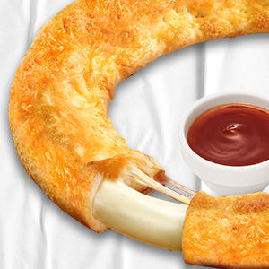 Nothing but stuffed crust, Cheesy Crust with ketchup!